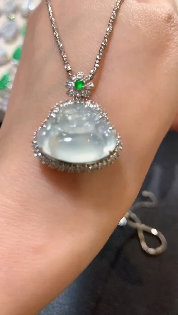 吊坠(不含链)18K金镶嵌翡翠n21