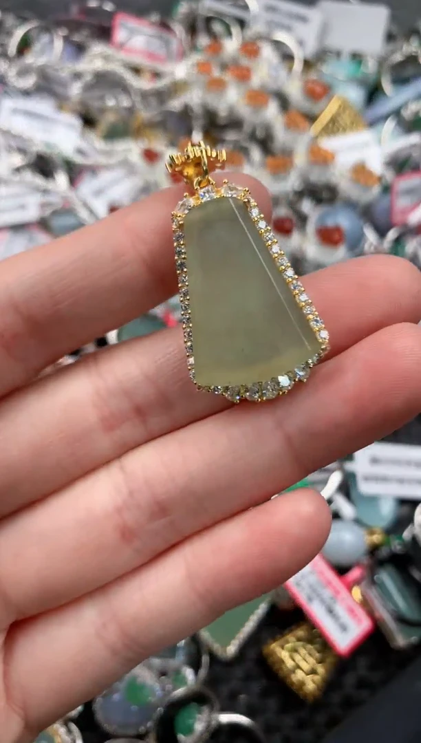 银S925镶嵌戒指翡翠666--2