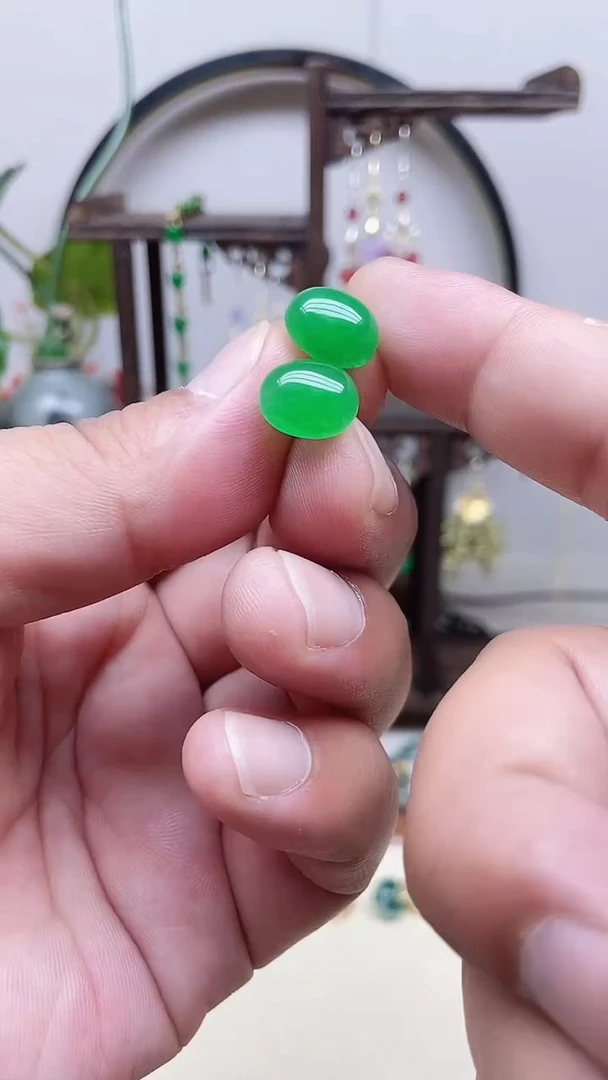 翡翠14K金镶嵌耳饰130号