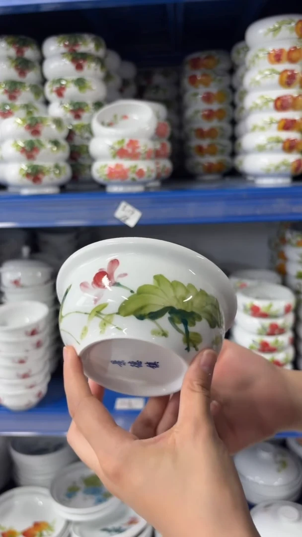 瓷片景德镇高温陶瓷食品级手绘釉中彩-炖盅