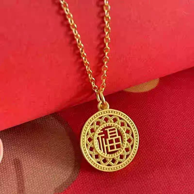 高端精品铜合金镀真金圆福吊坠时尚百搭