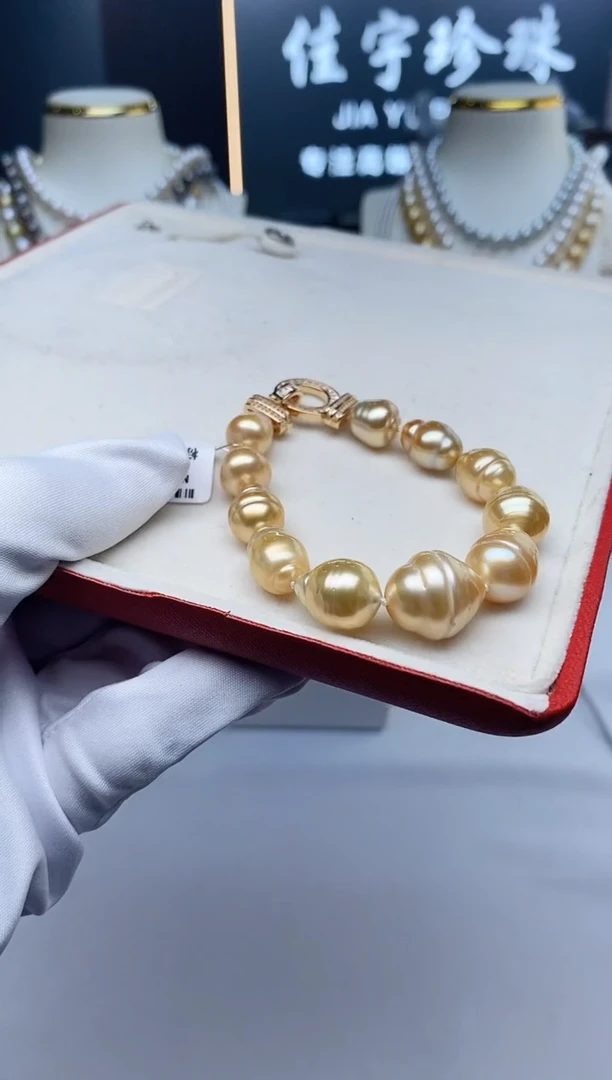 银S925镶嵌手链海水珍珠海水手链