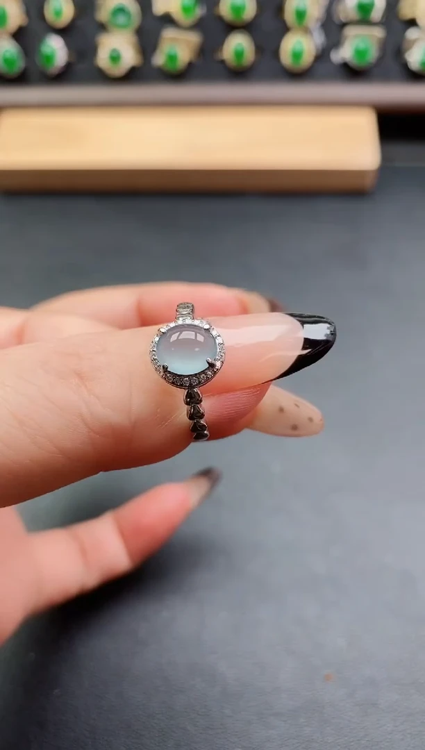 银S925镶嵌戒指翡翠1