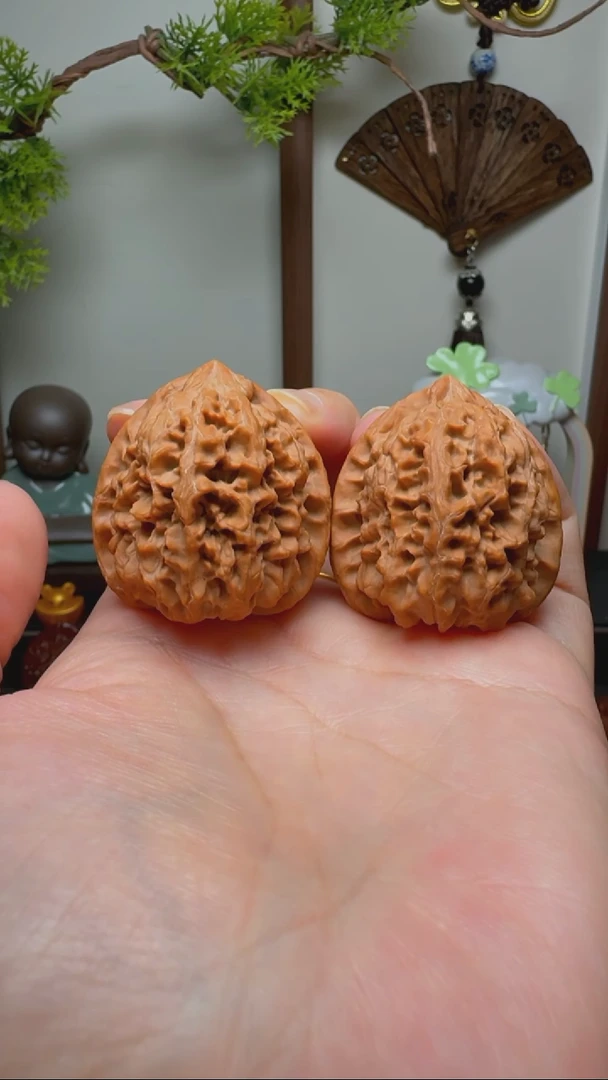 文玩核桃把件野生原树花翎货头 肚36