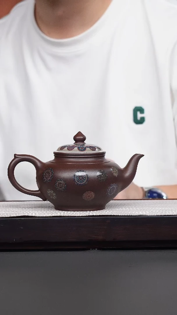 茶壶紫砂王*木王岳龄·紫泥大漆笑樱