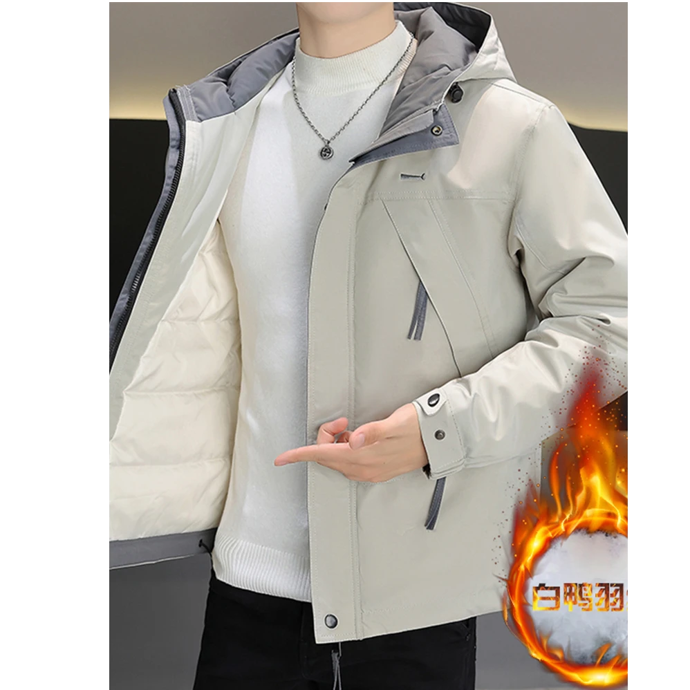 曼库帕娅轻薄羽绒服男士加厚保暖潮牌连帽工装夹克帅气冲锋衣外套