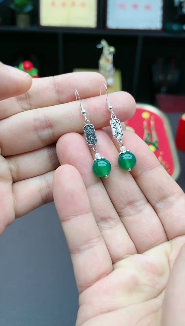 【闪购商品】玛瑙/玉髓耳钉银S925镶嵌322000