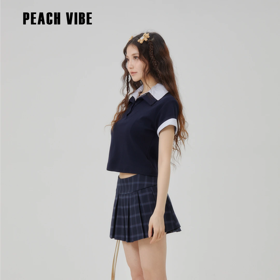 Peach Vibe 新款运动polo领显瘦修身短袖t恤