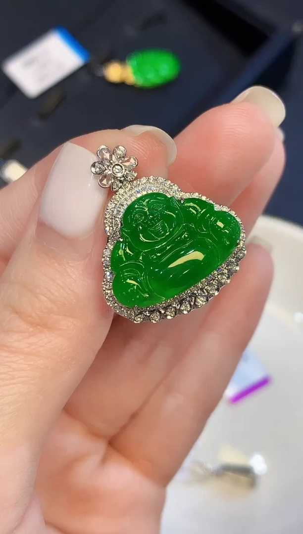 吊坠(不含链)18K金镶嵌翡翠LYH