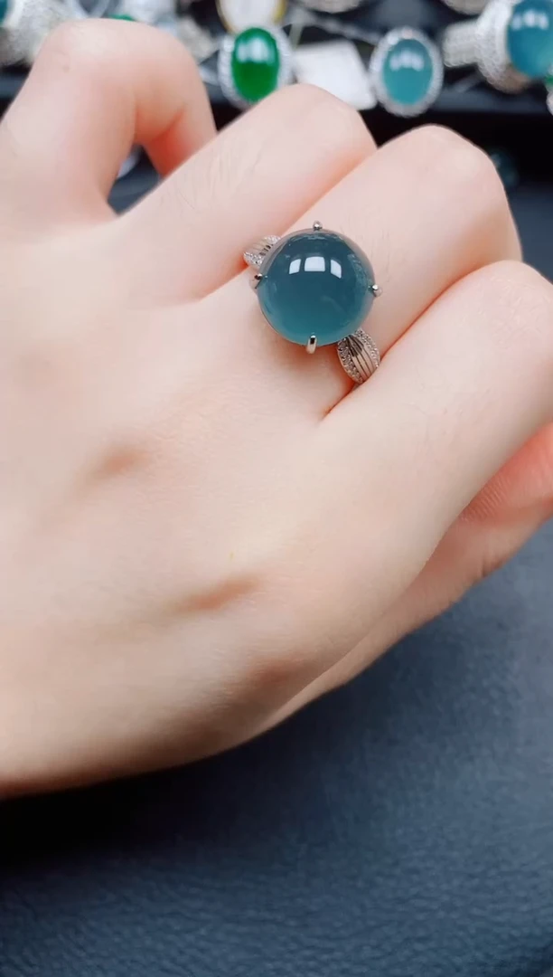 银S925镶嵌戒指翡翠翡翠
