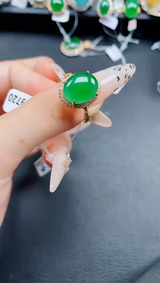 银S925镶嵌戒指翡翠翡翠