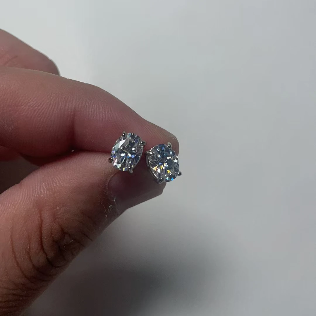 铜合金莫桑石耳饰 气质时尚百搭简约经典精致镶嵌耳钉863