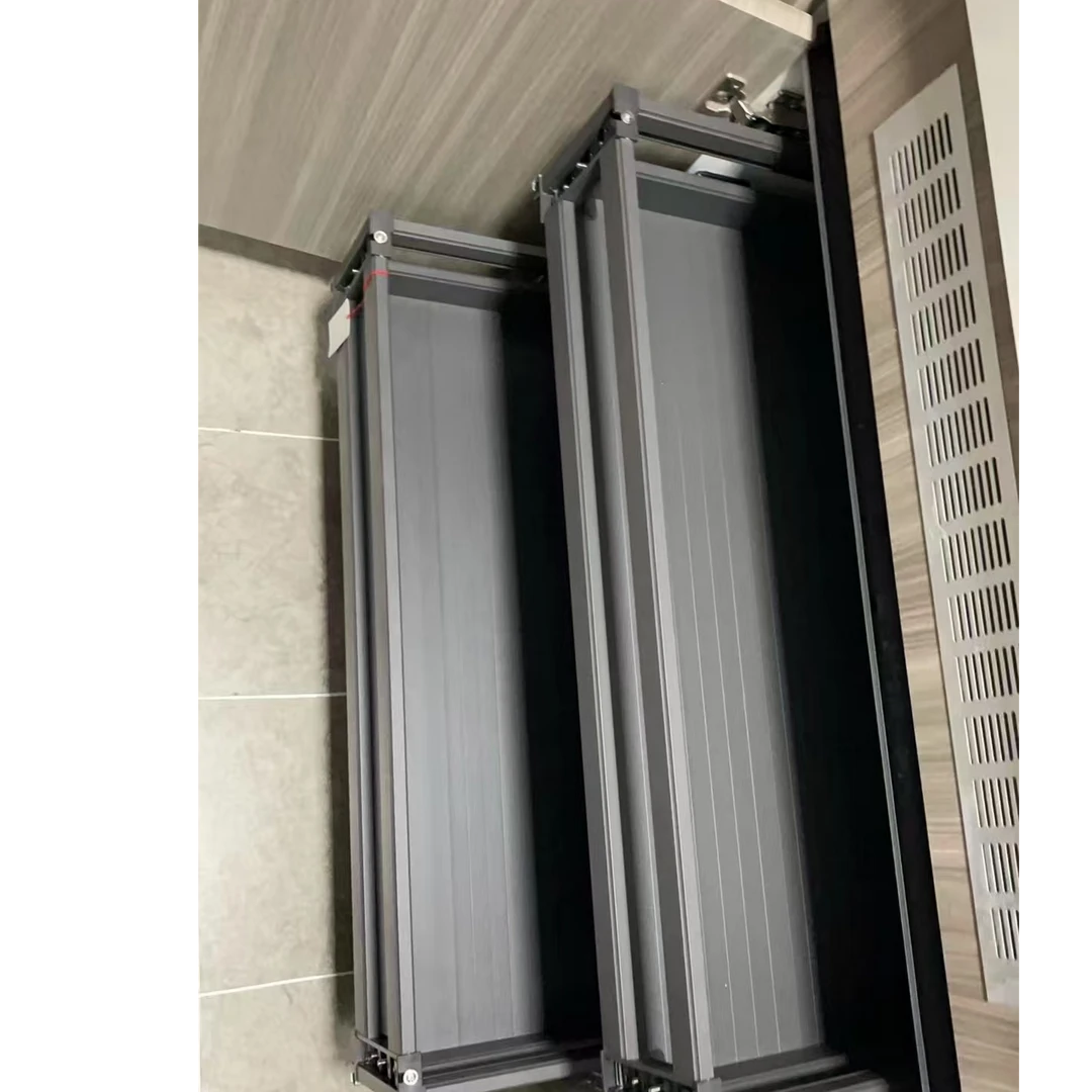 厨房碗碟小尺寸拉篮阻尼款两层铝合金橱柜浅柜拉篮橱柜抽屉式