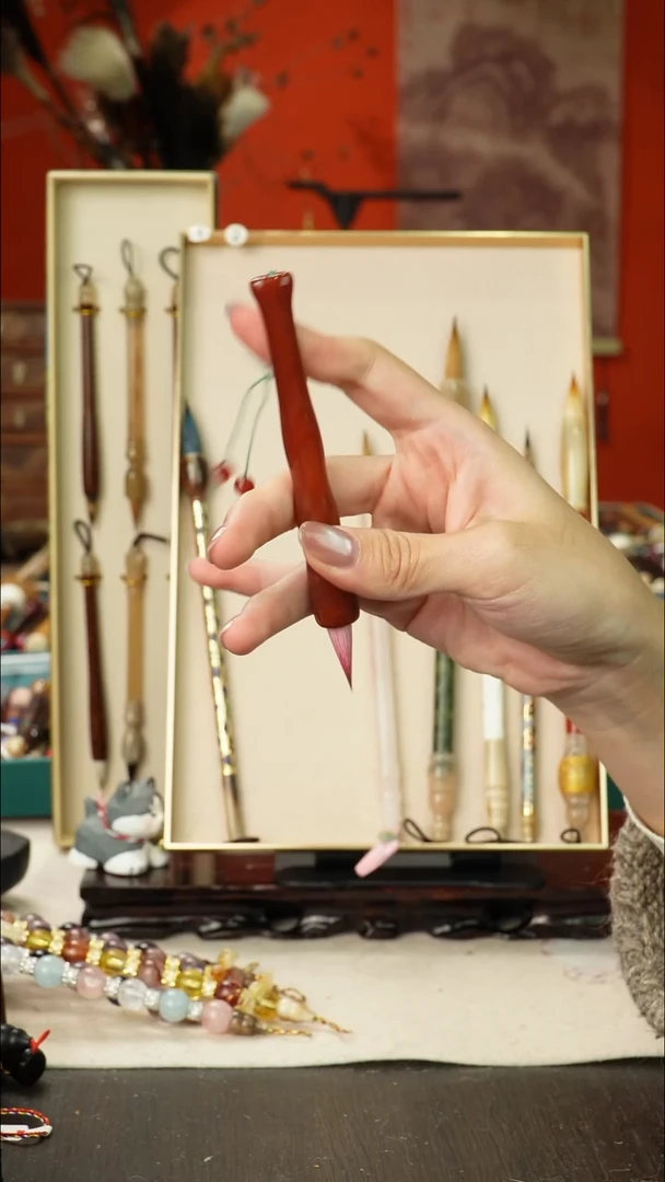 1号孤品高货毛笔链接 清水试笔 蘸墨不退