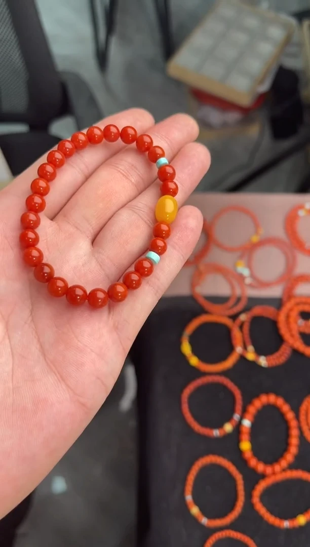 未镶嵌手串南红玛瑙南红单圈蜜蜡手串QF-A458（多样性发一）