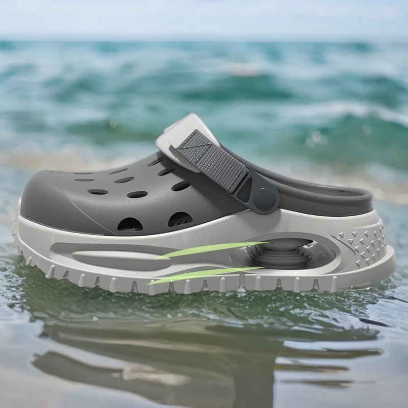 翔普气垫洞洞鞋男款2025新款夏季外穿开车涉水沙滩防滑厚底凉拖鞋