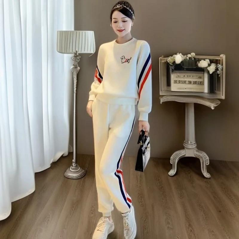 【粉丝专享】2件套春秋季女套装长袖长裤宽松圆领轻奢休闲套装女510
