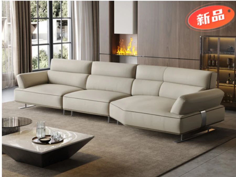 卡布奇诺真皮沙发轻奢客厅家用创意简约北欧极简意式别墅头层牛皮