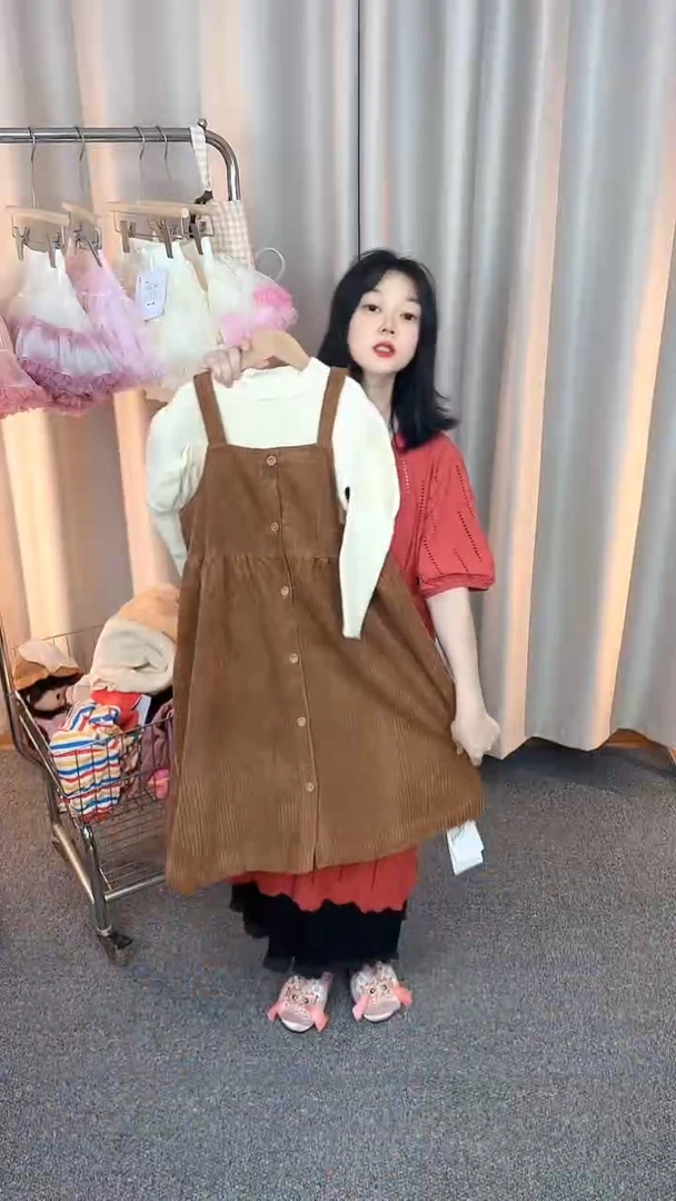 儿童灯芯绒背心裙150码A117