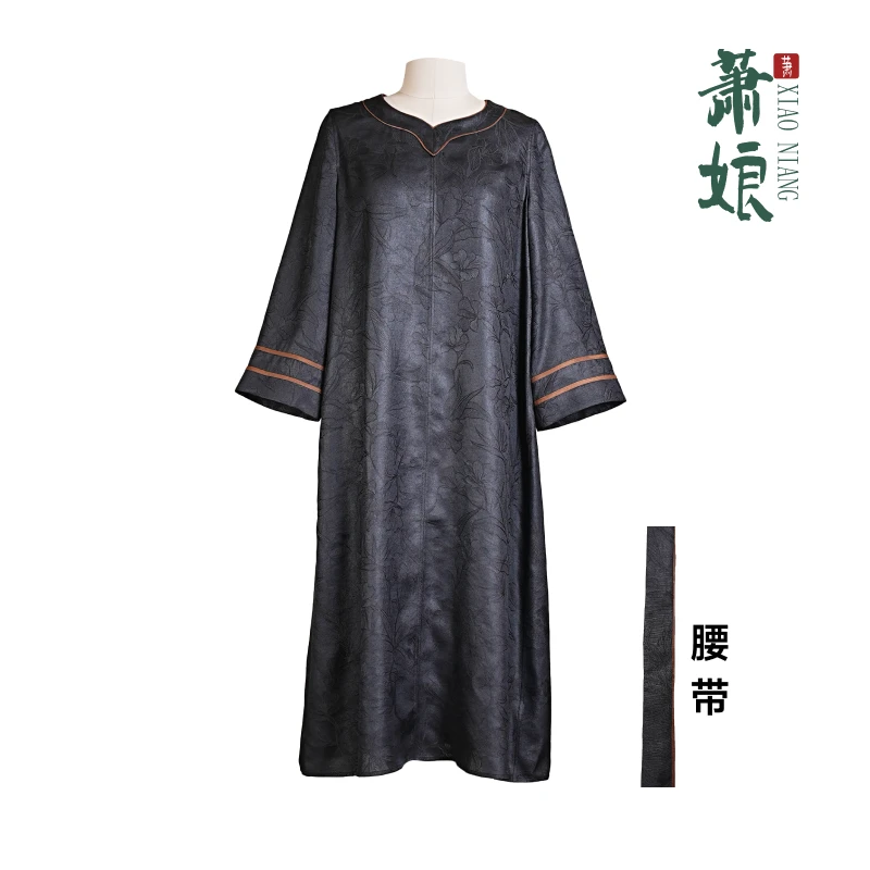 【粉丝专享】手工罗香云纱新中式连衣裙宽松气质百搭国风女裙1841