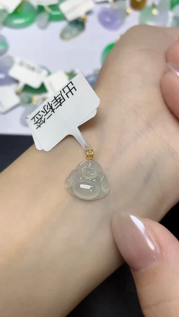 翡翠18K金镶嵌颈饰天然缅甸翡翠A货百元以上9元证书费自理