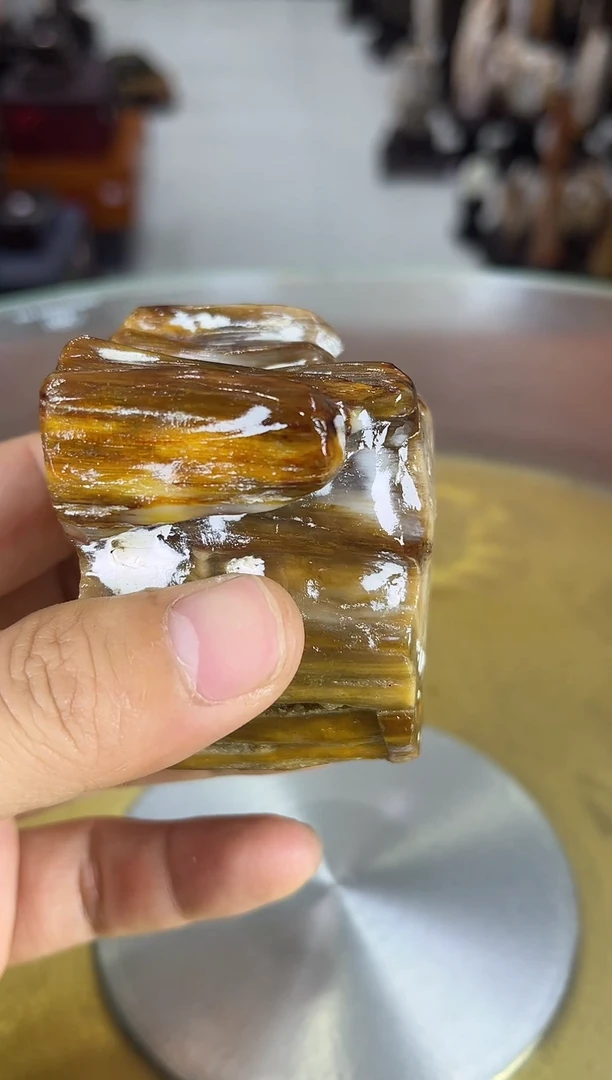 未镶嵌珠宝奇石硅化玉缅甸天然树化玉手把件