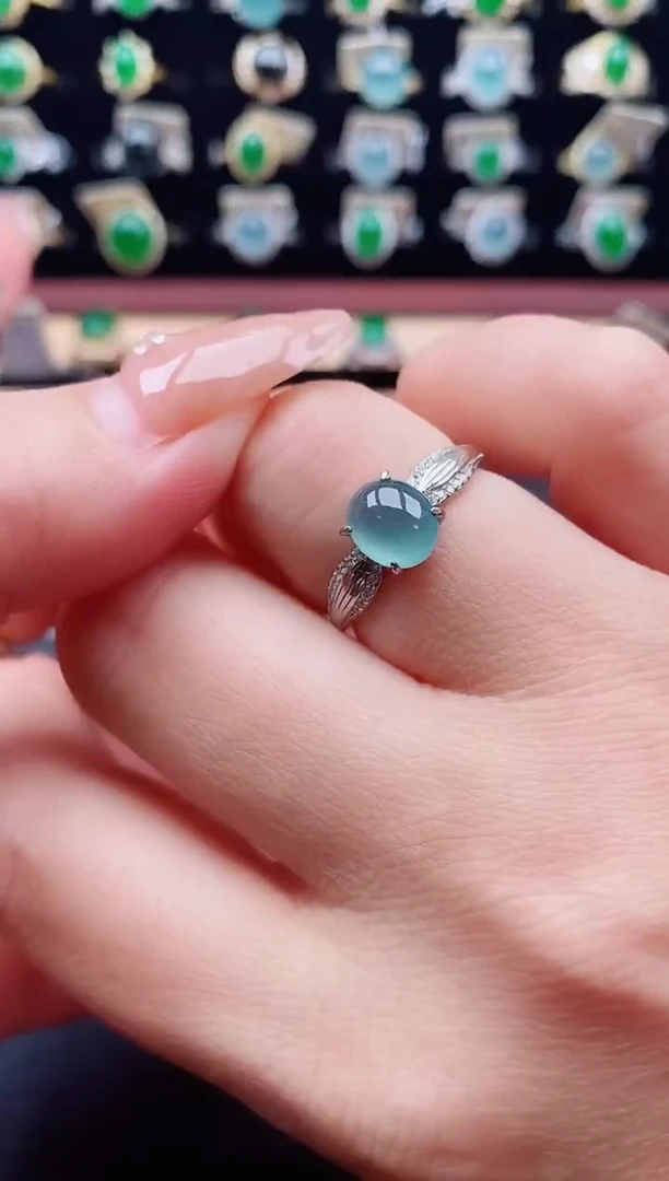 银S925镶嵌戒指翡翠1