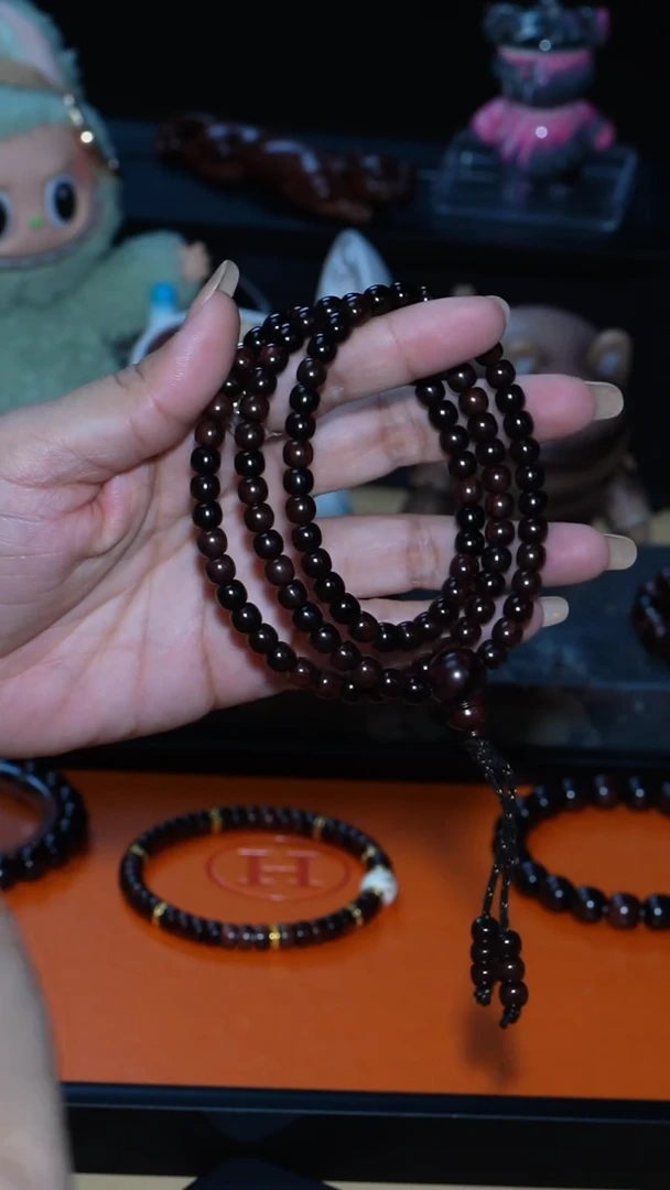 黄花梨/降香黄檀手串/手链海南黄花梨紫油梨老料精工6*6.6*108