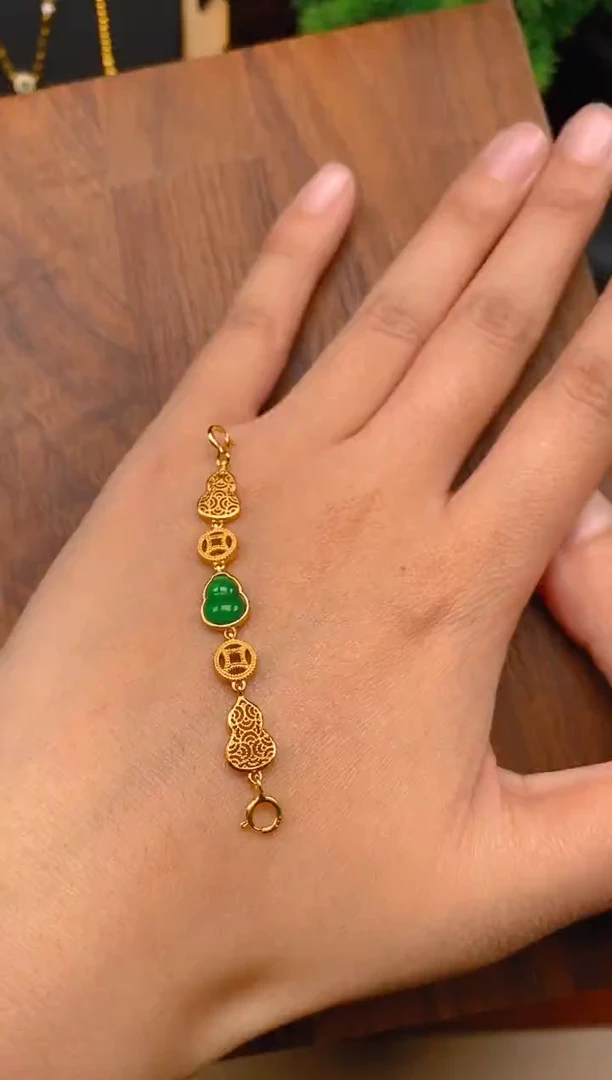 【闪购商品】翡翠吊坠(不含链)银S925镶嵌葫芦延长链