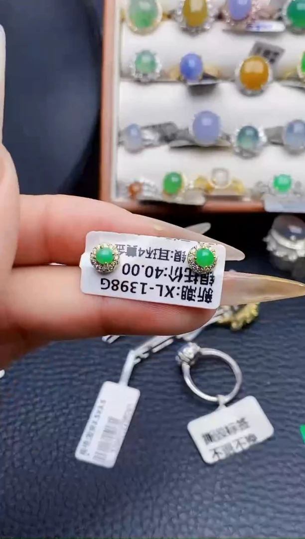 银S925镶嵌戒指翡翠0490