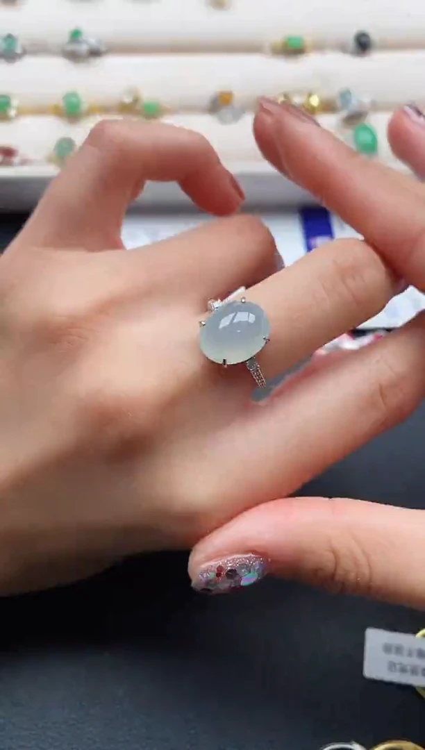 银S925镶嵌戒指翡翠8888888+6