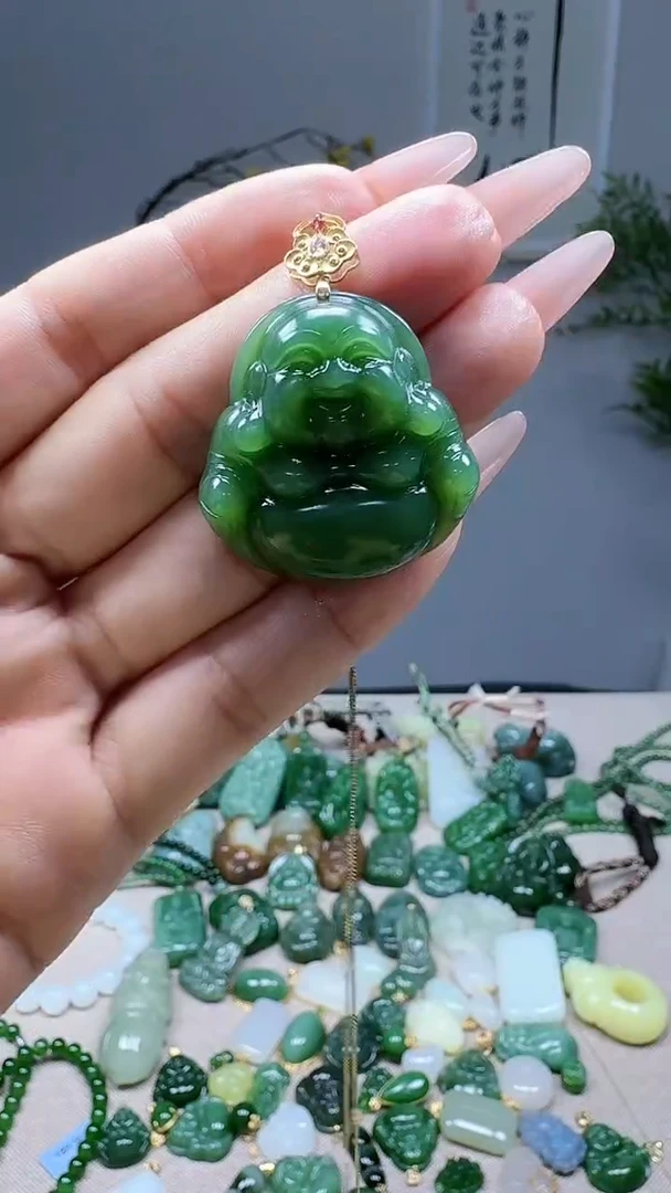 吊坠(不含链)18K金镶嵌和田玉1