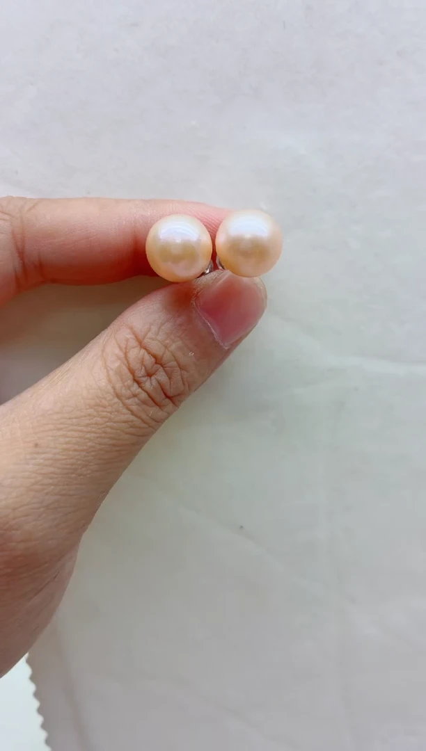 银S925镶嵌淡水珍珠耳钉多样性发其一，非无暇