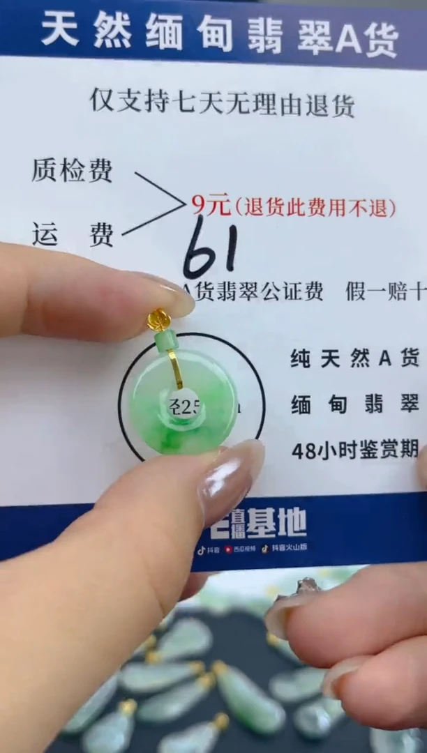 颈饰18K金镶嵌翡翠天然A货翡翠