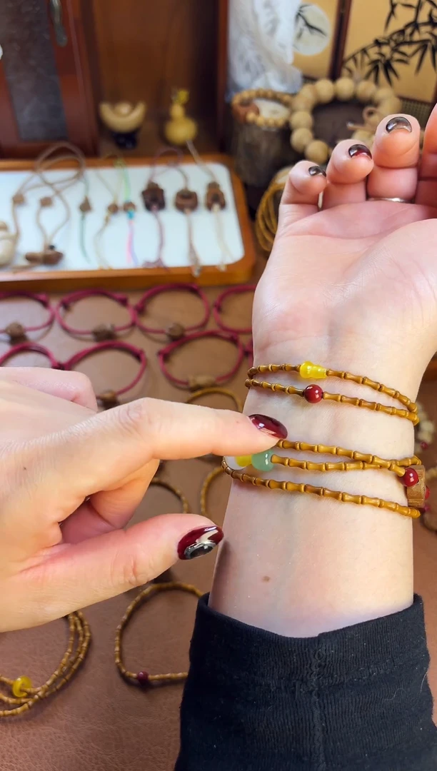 手串桃核古桃坊  双圈竹节砂砂