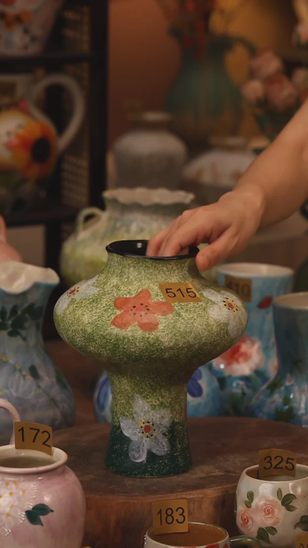 陶瓷515景德镇设计师手作花器摆件侘寂风