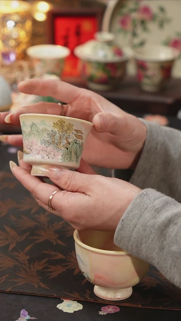 杯景德镇陶瓷杯碗柴烧多人