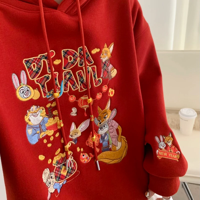 新年限定【福气满满兔子狐狸】加绒3789福气满满兔子狐狸连帽卫衣