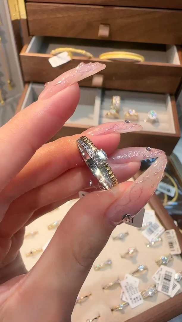 【闪购商品】钻石戒指/指环18K金镶嵌黄白分色钻戒10#12#13#