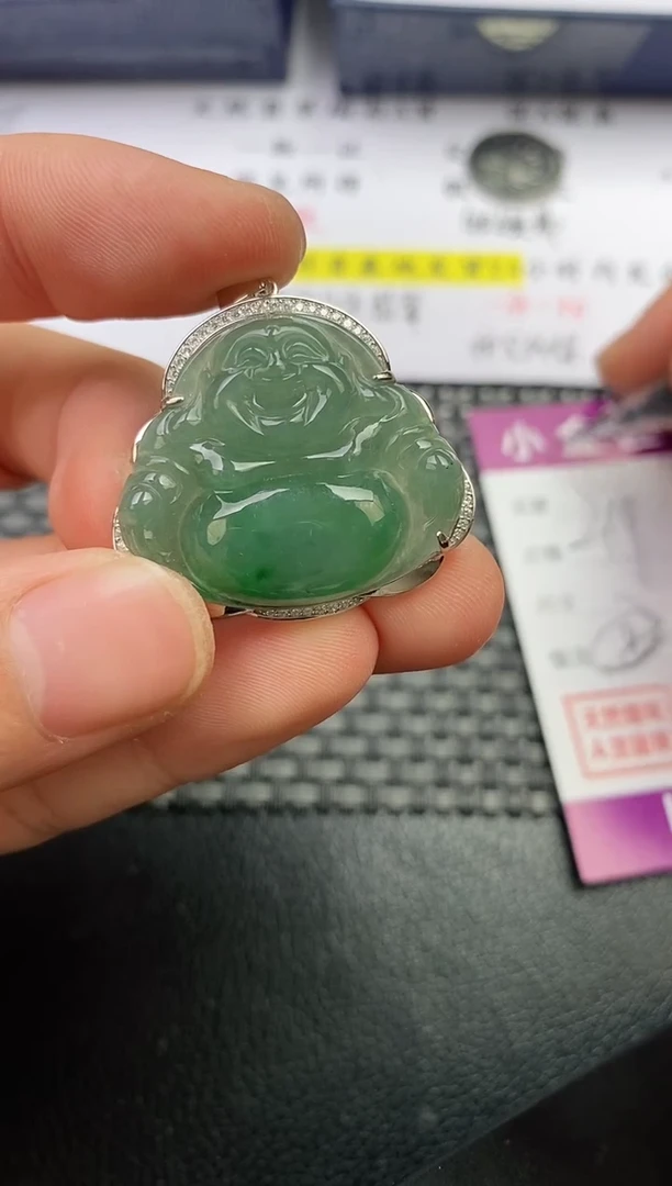 颈饰银S925镶嵌翡翠像*挂件