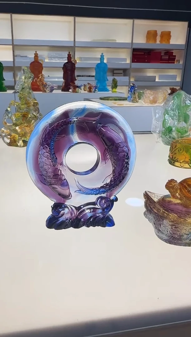 手工艺品琉璃双鱼平安扣