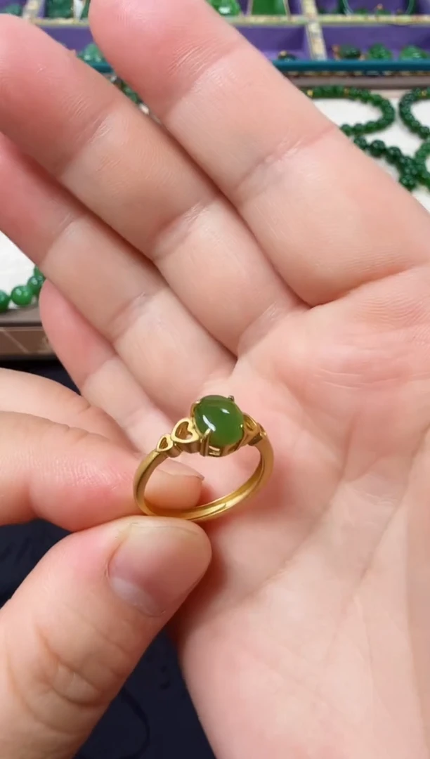 和田玉（碧玉）戒指银S925镶嵌