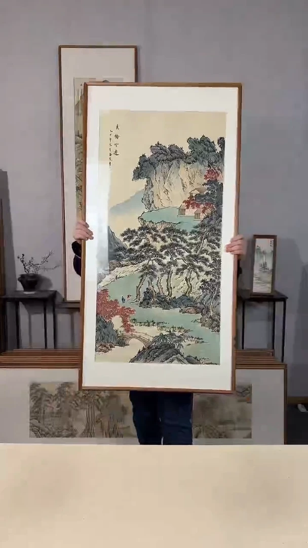 国画手绘*溪桥吟游*62*122cm