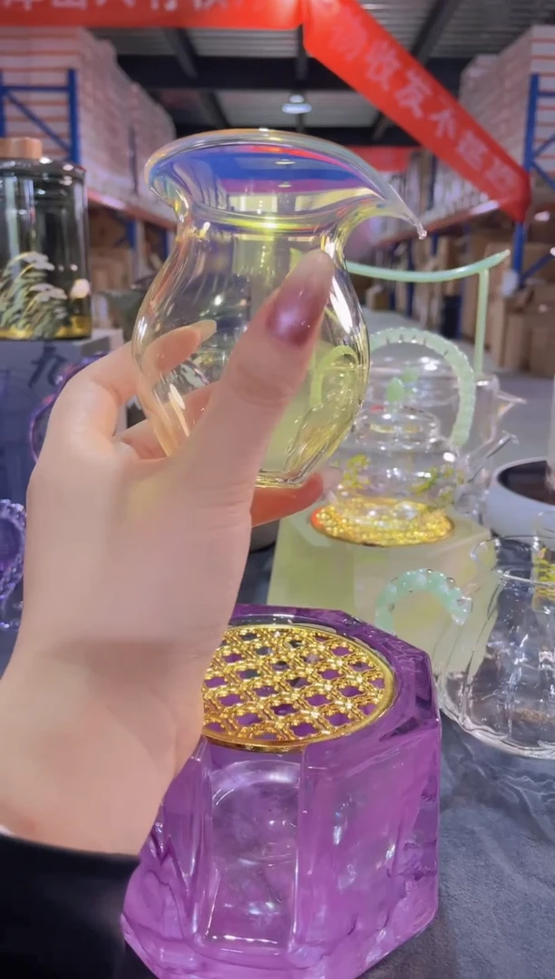 玻璃手工艺品九河熏银无耳公道杯