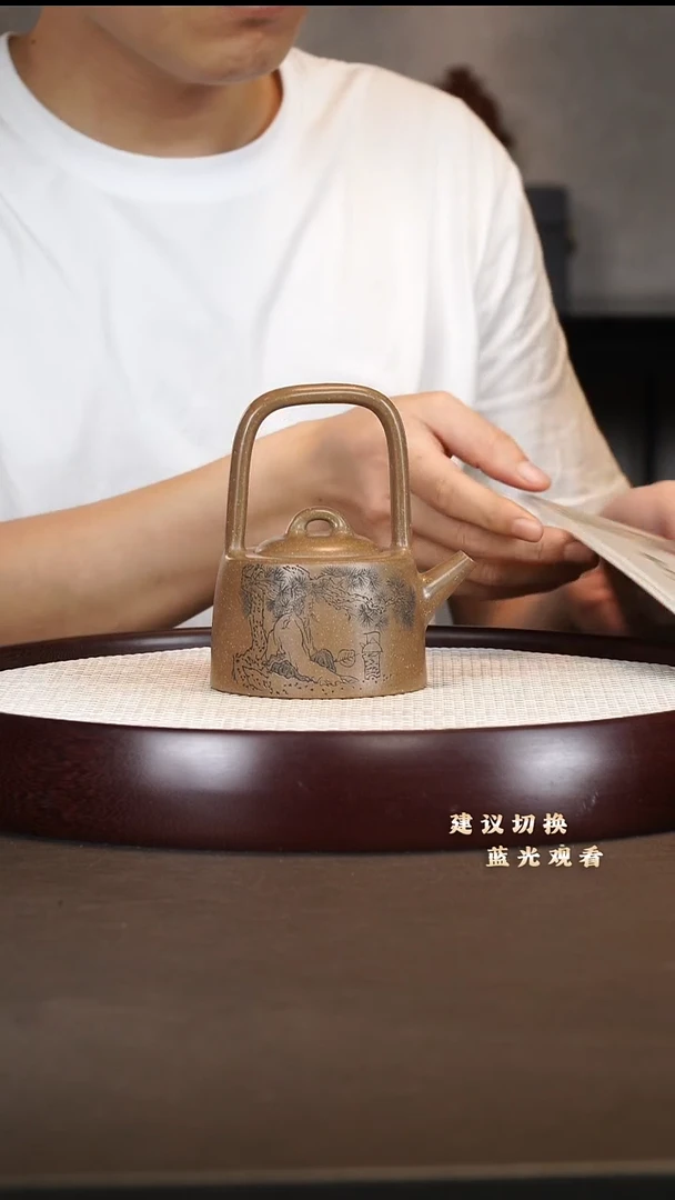 茶壶紫砂蔓生提梁（冯其庸） 老段泥 300cc