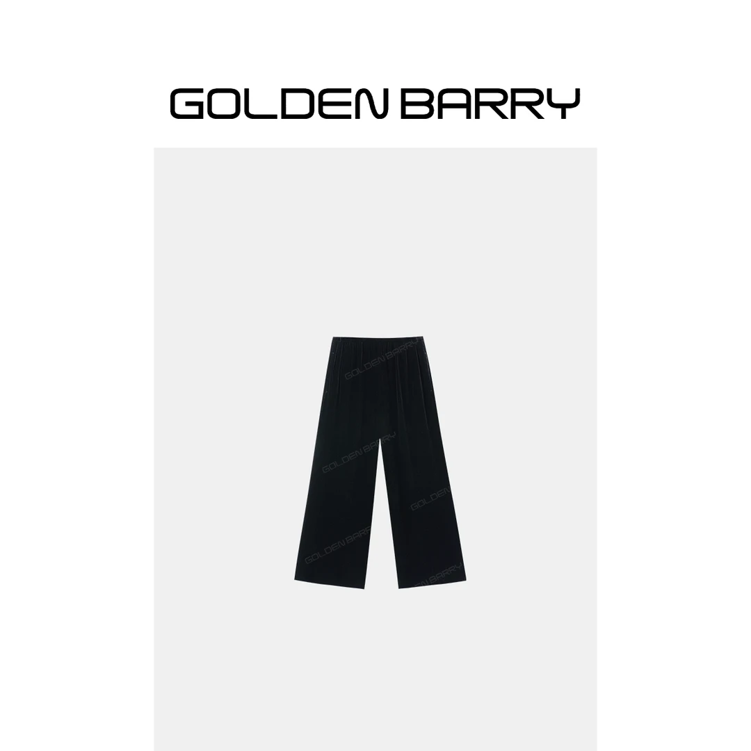 GOLDENBARRY丝绒九分阔腿裤精致高级感裤子GB060708002