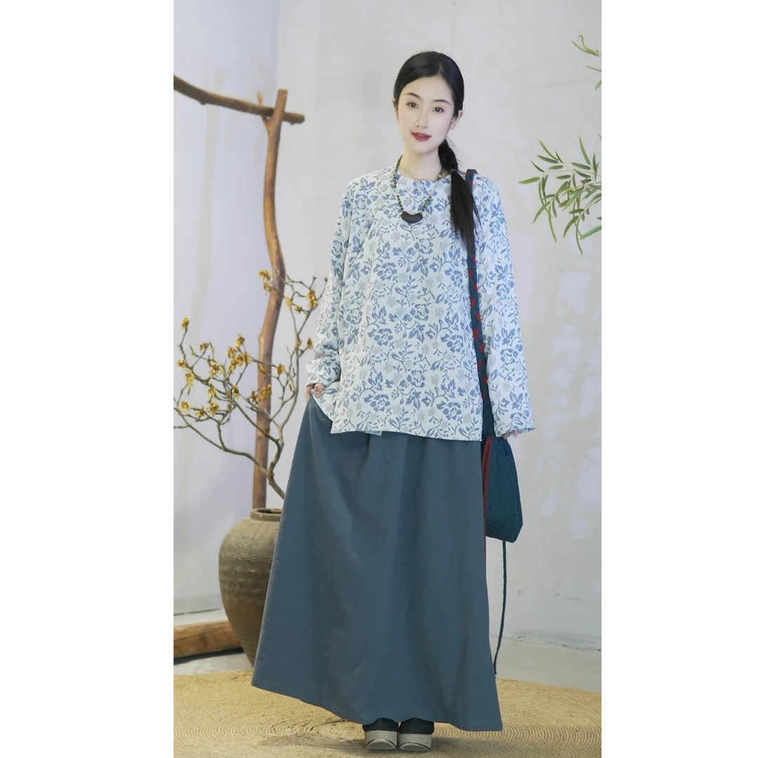 【无尘】春款棉麻复古禅意风小衫上衣