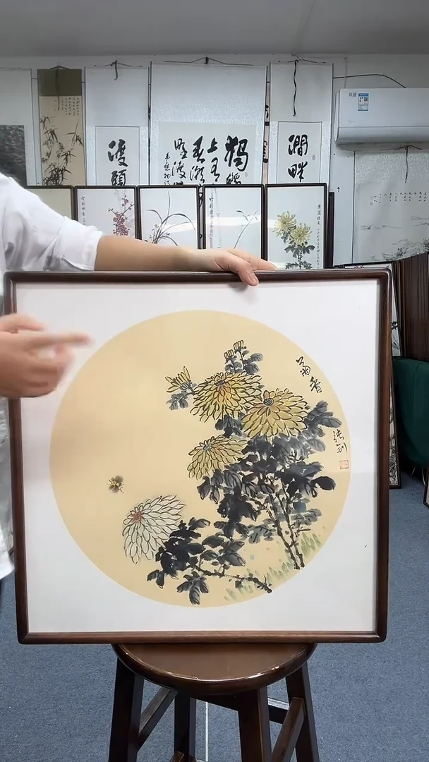 国画52*52实木画框京东包邮手绘