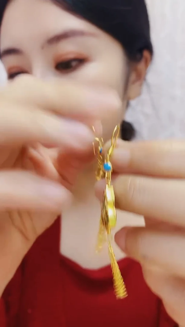 合金无053珐琅彩葫芦耳坠