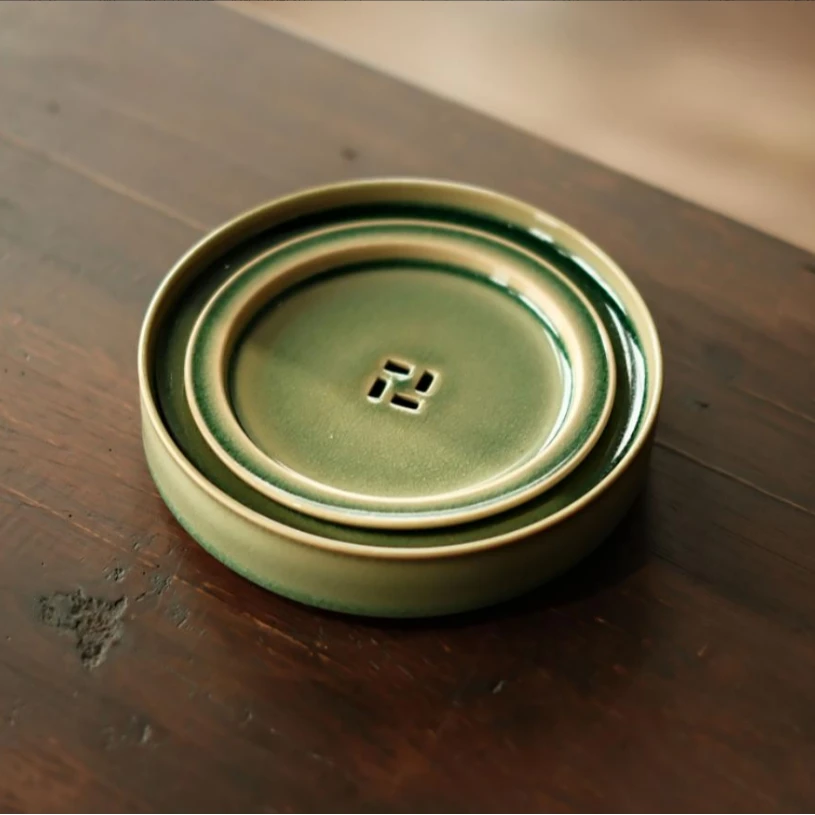 【非遗东方】松影琉璃-梵山堂-素面圆壶承-直径15cm 高3cm（W0639）